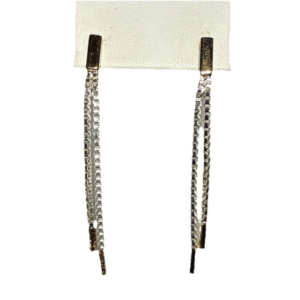 Vintage Silver Tone Dangling‎ Chain Tassel Earrings J17-32